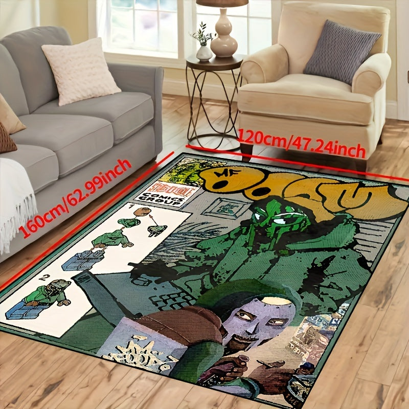 Green Toy Building Blocks Comics Non-slip Rug for Entryway Living Room Bedroom Nursery Room, Machine Washable, Indoor/Outdoor Use, Home Decor, Area Rug, Tapestry