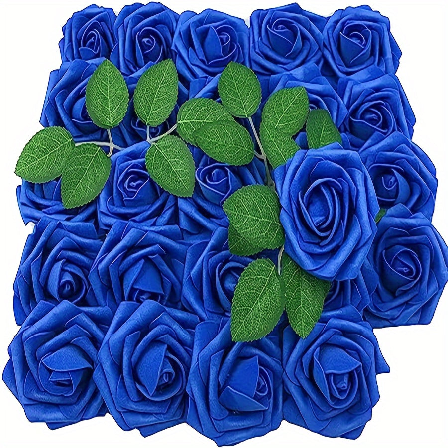 25 artificial roses with stems for DIY wedding bouquets or home decor on Valentine's Day.