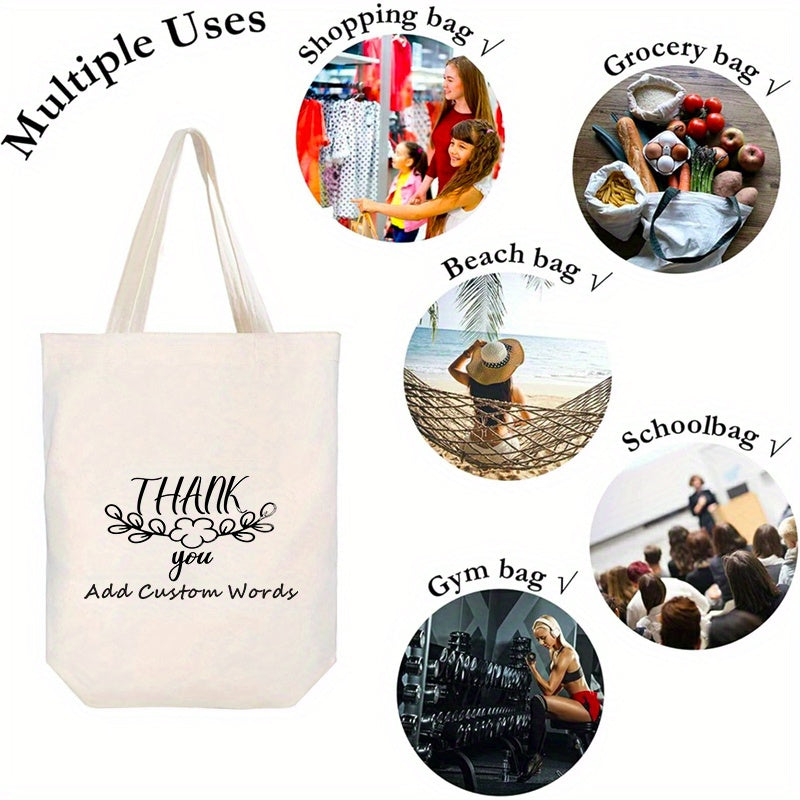 Custom Canvas Tote Bag featuring the 'Thank You So Much Honey' Design, Ideal for Weddings, Birthdays, Beach Trips, and Corporate Gifts, Durable and Versatile for Grocery Shopping and Travel.