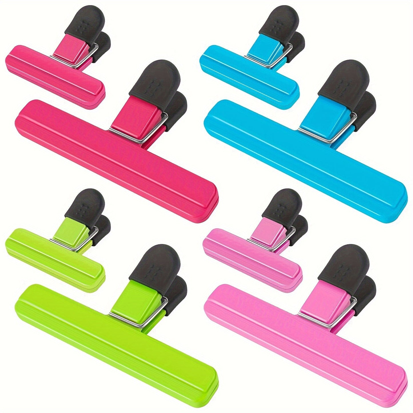 Set of 6 Food Bag Sealing Clips for Moisture-proof Storage. These Reusable and Durable Clamps are perfect for sealing snack bags, photos, and chip bags at home, in the office, or at school. Ideal for home organizers and storage solutions. A must-have