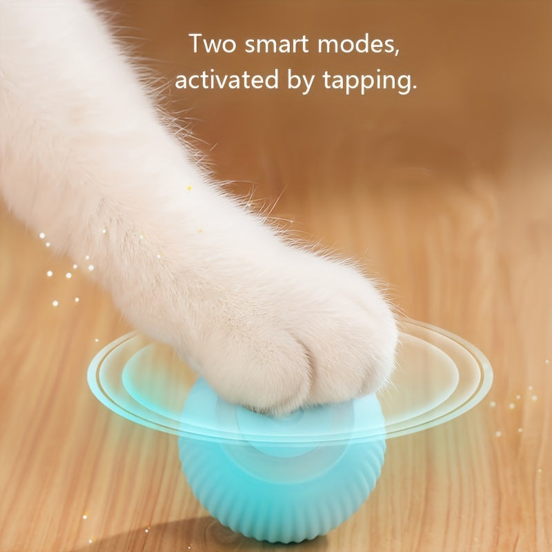 Electric smart cat toy ball with USB rechargeable automatic movement for small cats, with two active modes, suitable for small cats and dogs.