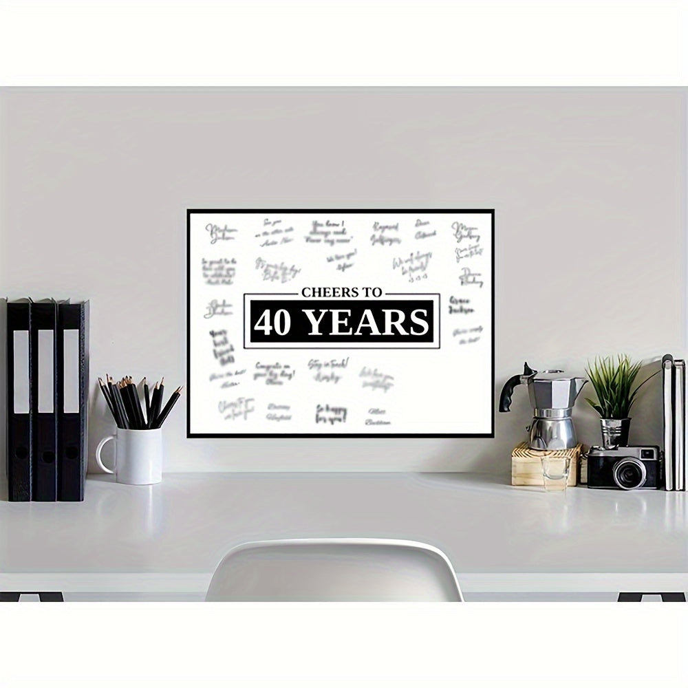 Comedic 40th Birthday Guest Book - Unframed Black Canvas Signing Board for Men & Women, Ideal for Fortieth Anniversary & Retirement Decor, 12x16