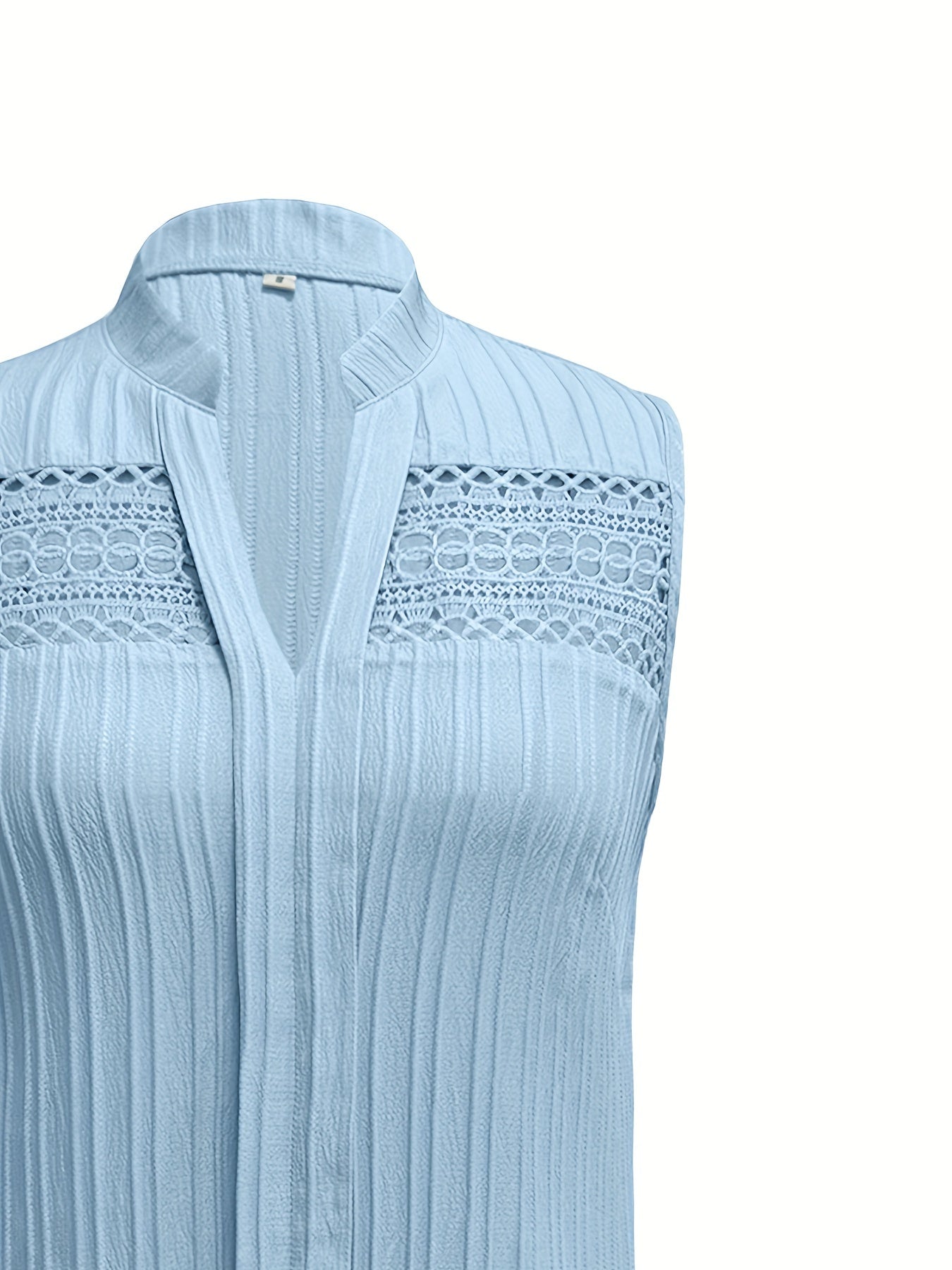 Elegant sleeveless lace top with V-neck for spring & summer.