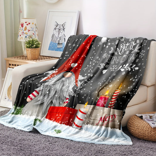 This cozy Christmas gnome print flannel blanket features a contemporary design and digital print. It is made of a lightweight knit fabric that is suitable for all seasons. Perfect for gifting, party decor, and home use. Please note that it is recommended