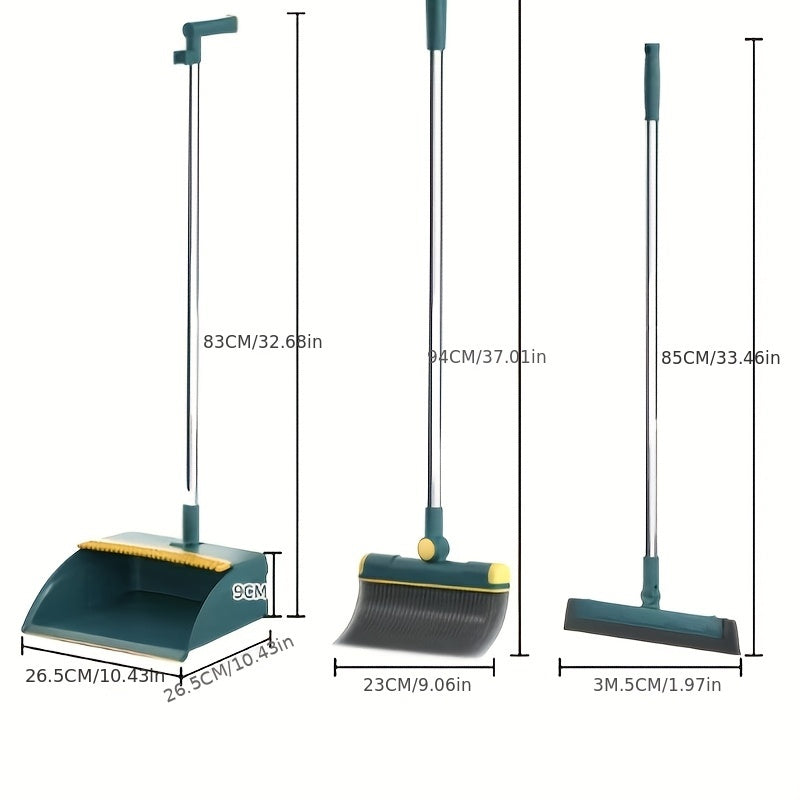 Magic Broom & Dustpan Set with Rotatable and Foldable Design - Ideal for Effortless Cleaning in Any Room | Easily Sweep Away Dirt and Pet Hair with Water Scraper