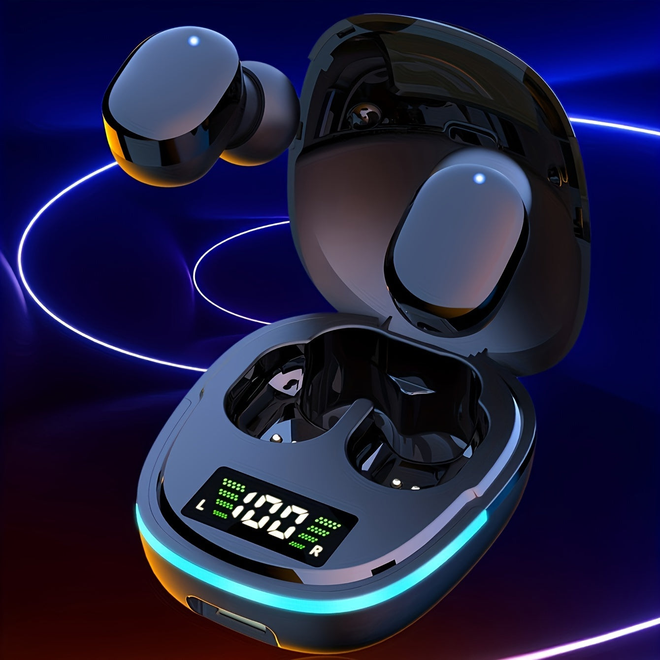 New wireless earbuds with LED display and touch control for iOS/Android, 2024 release.