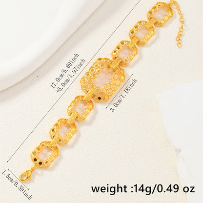 Stylish Women's Bracelet with Adjustable Copper Gold-Plated Hollow Wide Links - Ideal for Weddings, Parties, and Any Season Fashion