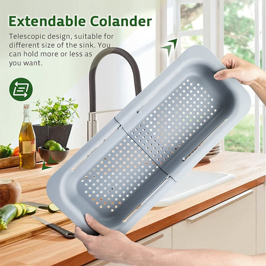 [Most Popular] Extendable Collapsible Sink Colander and Strainer - 1 Piece, Plastic Drainer Basket for Fruits and Vegetables in the Kitchen