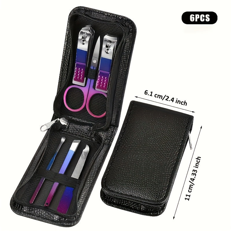 Colorful stainless steel nail clippers set for home and travel beauty care.