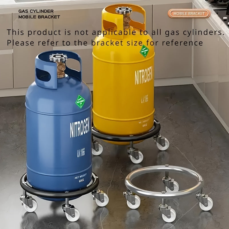 Stainless Steel Gas Cylinder Dolly with Lockable Wheels, Swivel Base, and Mobile Trolley - Ideal for Kitchen, Catering, and Hotel Use for Secure and Convenient Transport.