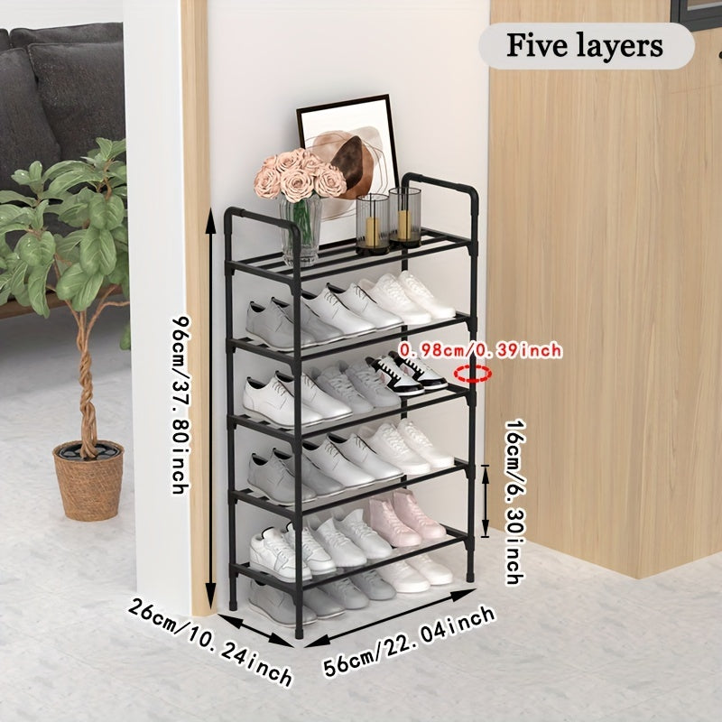 Easy to install and space-saving shoe rack with multiple layers – ideal for storing shoes and boots in entryways, living rooms, and bedrooms. The metal storage design offers a large capacity for organizing your footwear.