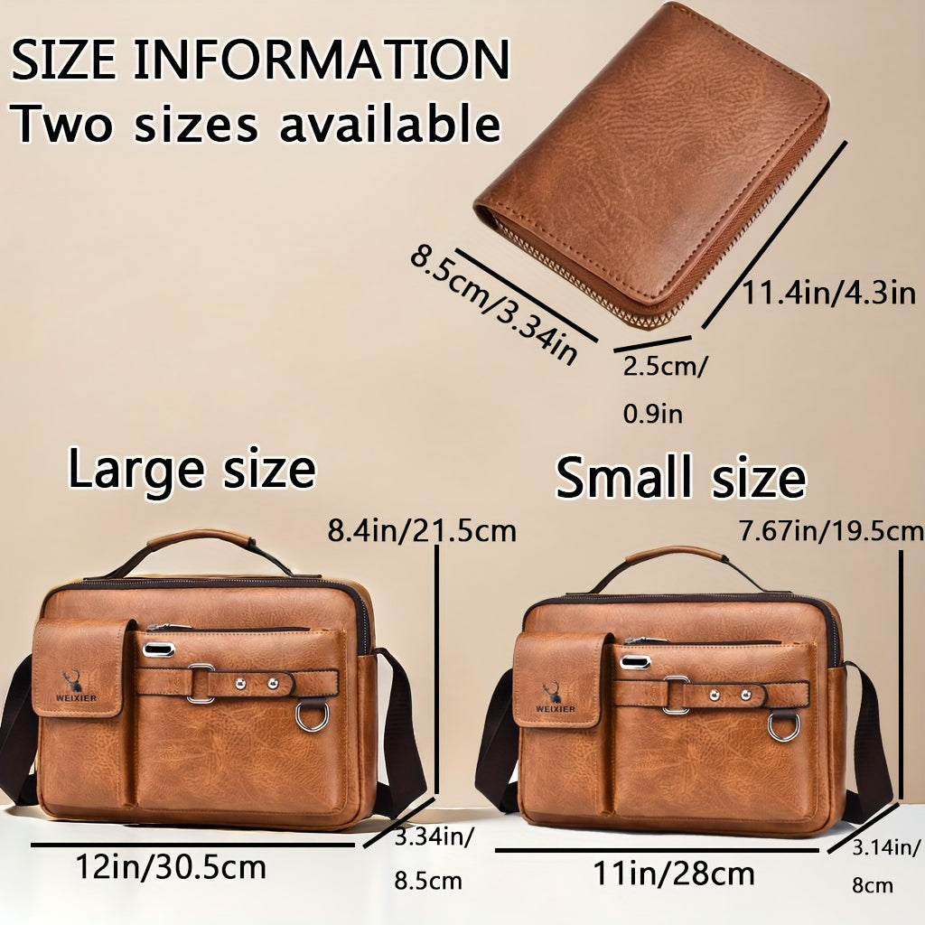 Weixier Men's Business Crossbody Bag made of PU material, suitable as a gift for Father or Anniversary.