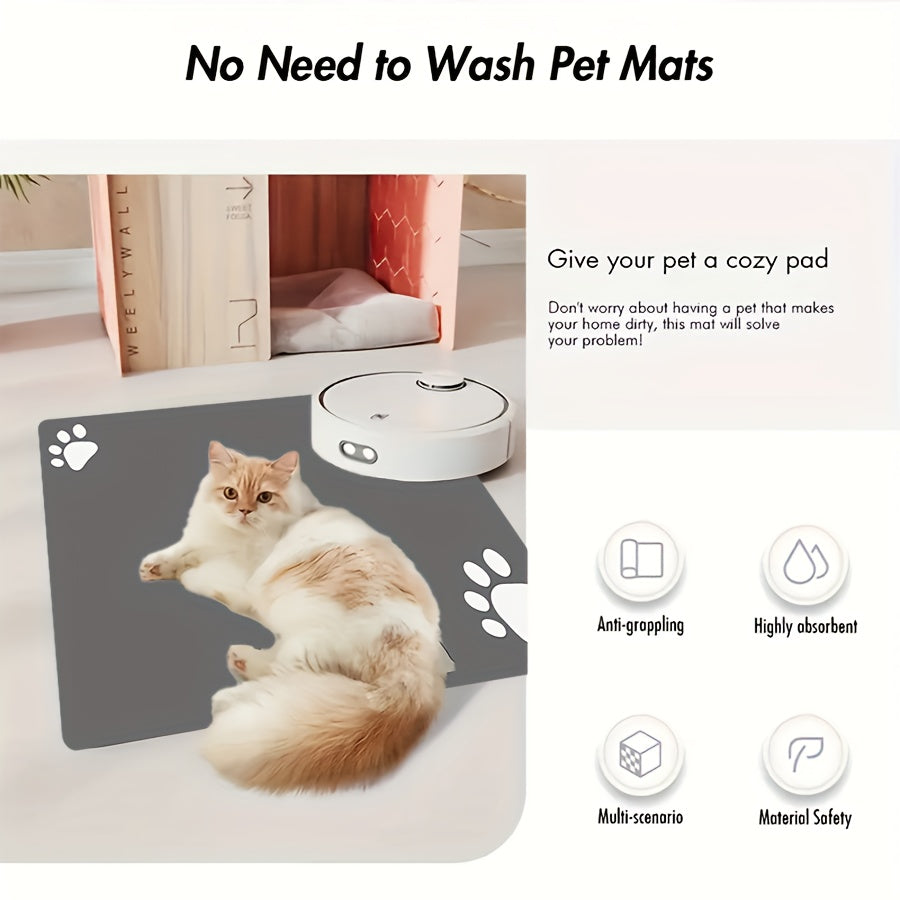 Soft non-slip pet mat for dogs, absorbs liquids quickly, easy to clean.