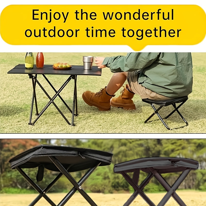 Convenient Easy-Store Folding Stool & Chair Combo - Perfect for Camping, Hiking, BBQs - Durable Material, Lightweight Design, Comfortable Seat - Portable and Easy to Carry