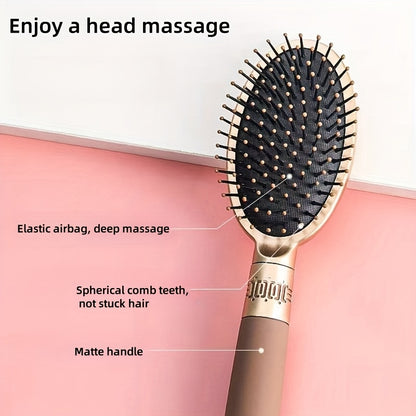 Hair Brush Set for Women with Plastic Bristles for Curly & Straight Styles, ABS Handled Detangling Massage Comb with Airbag for Scalp Massage. Ideal for Long Hair Styling & Smoothing.