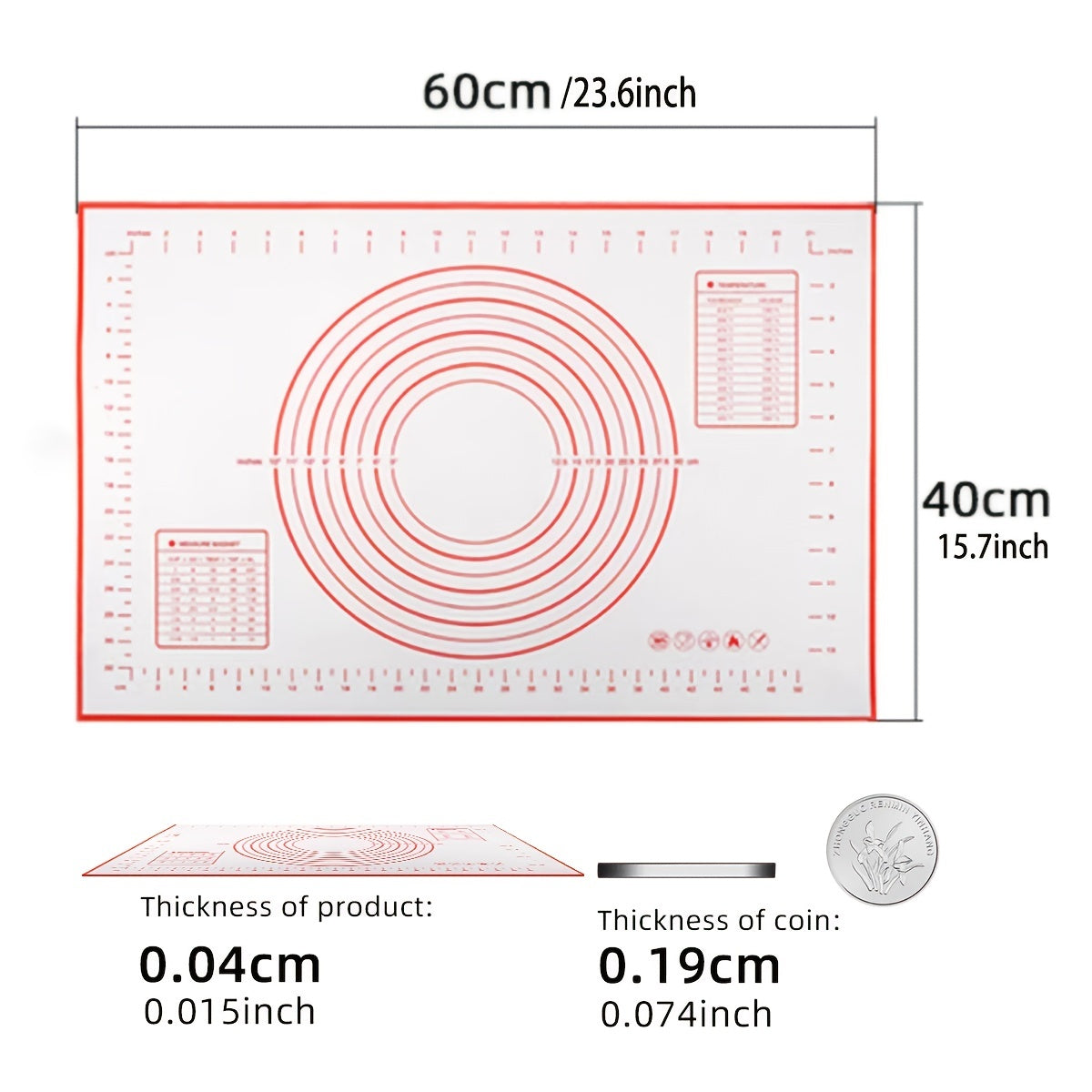 Silicone Kneading Board and Pastry Mat Set - Includes Extra Non-Stick Baking Mat with Measurement Guide. Can be used as Counter Mat, Dough Rolling Mat, Oven Liner, Pie Crust Mat, and Roll Up Kneading Pad. Comes in two sizes: 40*60cm/15.7*23.6in and