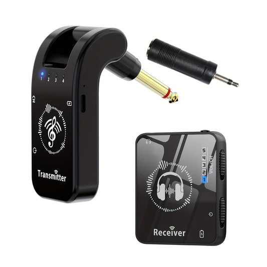 Professional wireless earbud system for stage and band use, made of ABS material, featuring high-definition audio, low latency, and long battery life for transmitter and receiver.