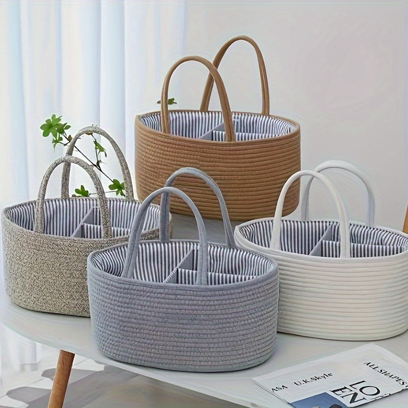 Versatile Storage Basket with Divided Compartments - Easily Portable Alphabet Design for Organizing Milk Bottles, Diapers, Baby Essentials, and Infant Supplies. This European-inspired Rope Laundry Basket offers ample storage capacity for your Home