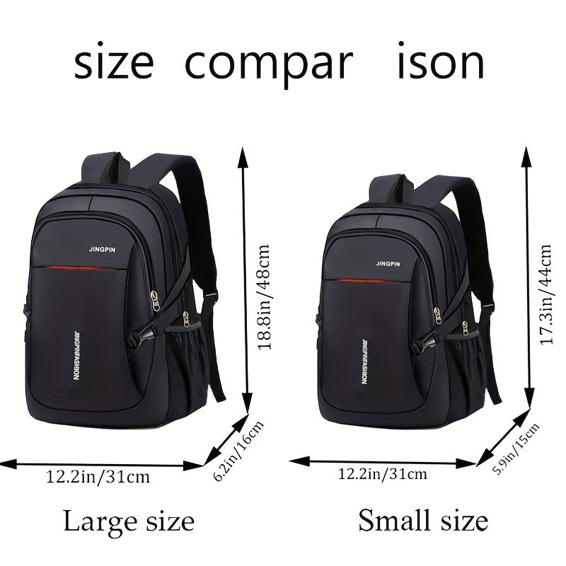 Canvas backpack with large capacity for men and women, featuring Korean style and a computer compartment. Perfect for travel and middle school students. Random pull handle direction.