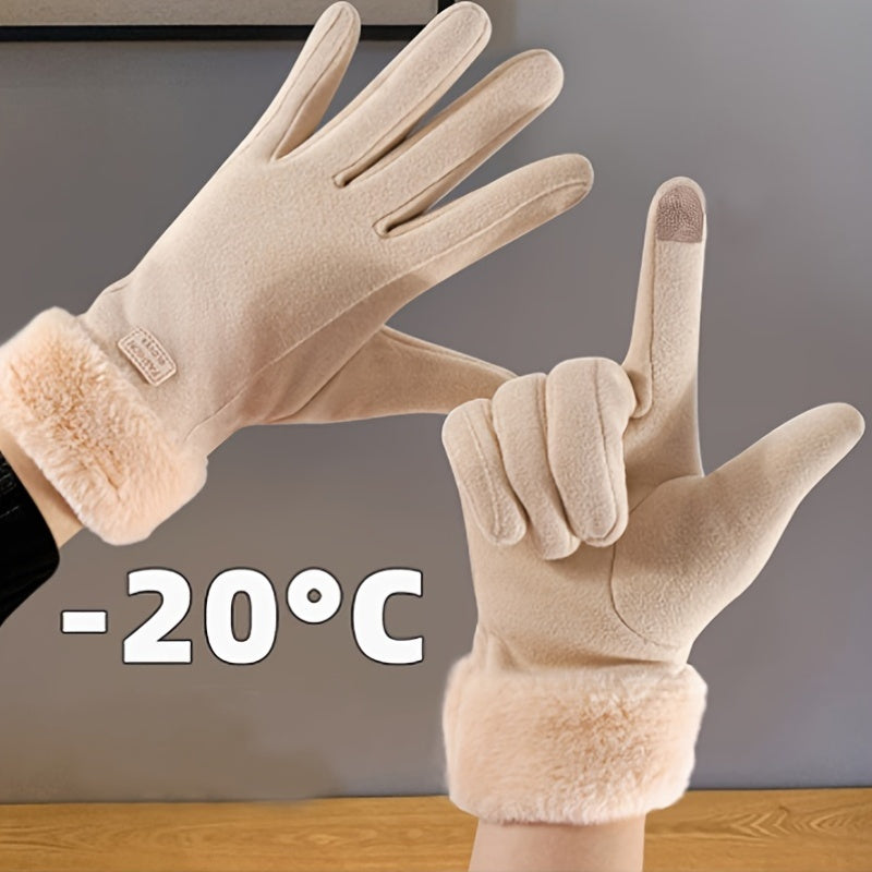 Stay warm and stylish this winter with a pair of CarrKen women's casual gloves. Made from polyester fiber, these gloves feature a solid pattern and are windproof and water-resistant. They are also touchscreen compatible, making them perfect for outdoor