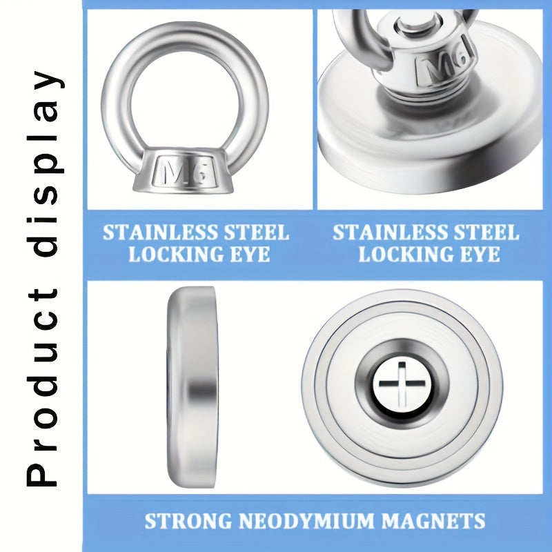 Set of 1/2/3 Neodymium Magnetic Hooks - Circular, Golden, Strong Grip; Ideal for organizing homes, kitchens, offices, and garages, as well as for fishing and salvaging in wild rivers.