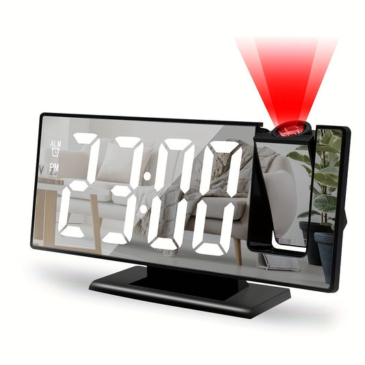 Multifunctional LED Mirror Projection Alarm Clock with USB.