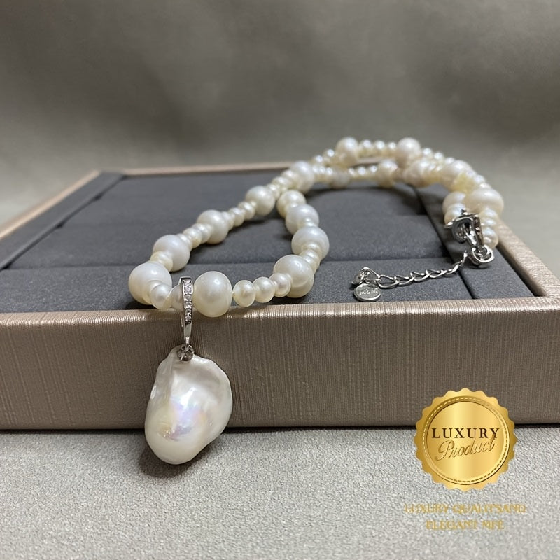 Baroque Style Freshwater Pearl Necklace with Adjustable Clasp - Timeless and Elegant Design for Every Occasion, Genuine Pearls with Universal Clasp, Ideal for Valentine's Day and Special Events