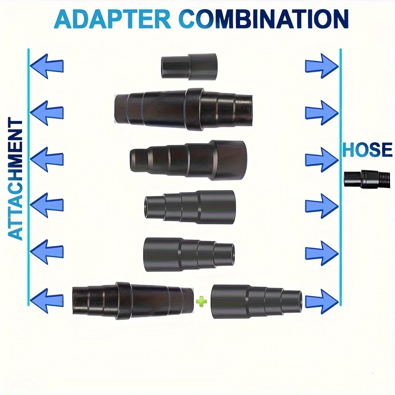 WSDMAVIS Universal Vacuum Cleaner Hose Adapter 4-Pack, 35mm to 32mm, Plastic Connectors for Converting 1-3/8 inch Tubes to 1-1/4 inch Brush Heads, Home Vacuum Accessory Replacement