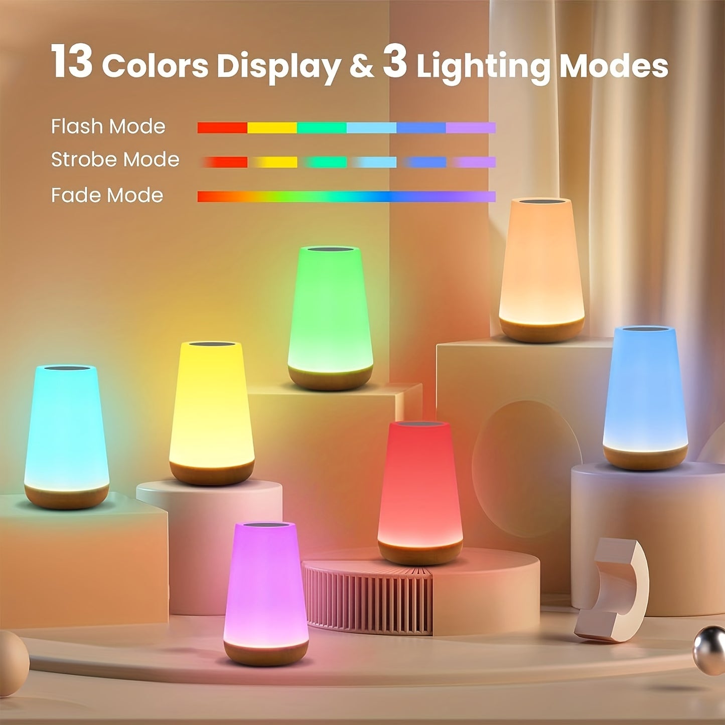 New touch bedside lamp with remote control, adjustable color changing light with timed shutdown, USB charging, suitable for bedroom, living room, parties; perfect birthday gift.