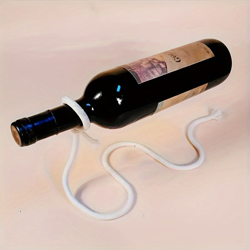 Elegant metal wine bottle holder for kitchen or dining room storage, ideal for home bar decor.