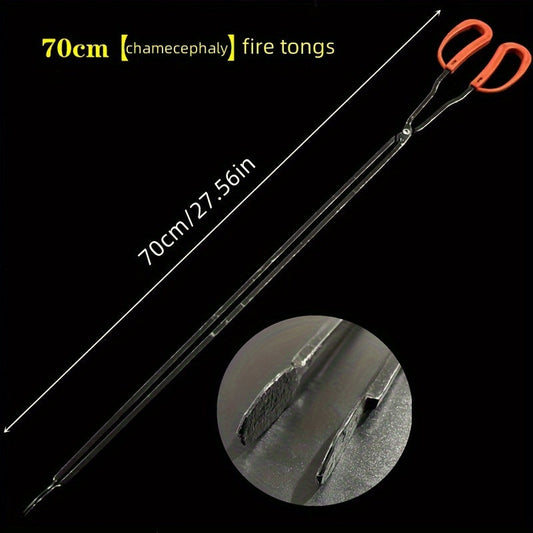 Iron Fireplace Tongs with Adjustable Length (70.0cm & 60.02cm) - Perfect for BBQ, Camping, and Picnics, Ideal for Charcoal Cooking and Grilling Outdoors