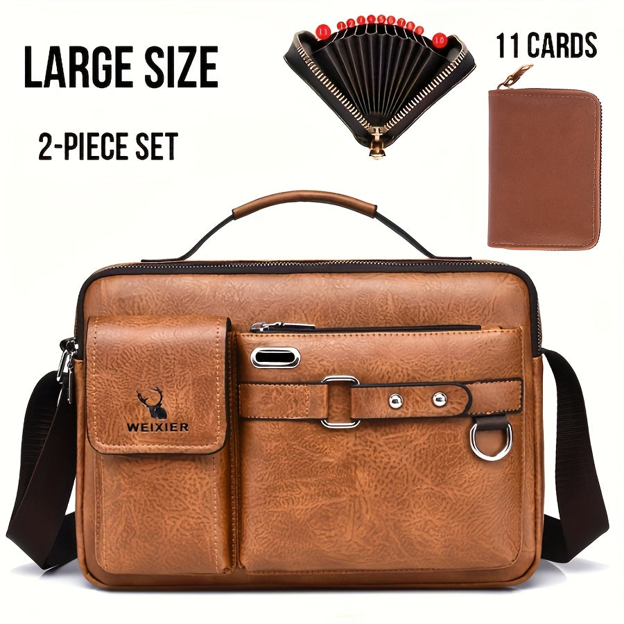 WEIXIER shoulder bag set includes satchel, casual bag, card holder wallet with multi-card slots.