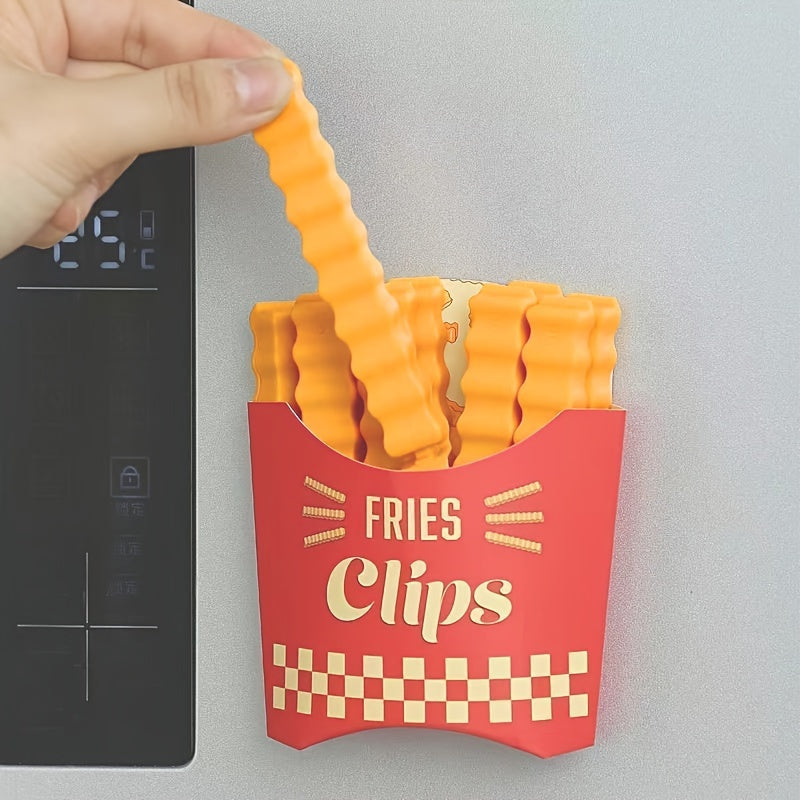 Realistic French Fries Sealing Clips - 12pcs/Set. Made of Durable Plastic to Keep Snacks Fresh & Secure. Reusable Kitchen Accessory for Chips & More. Cute and Functional Design.