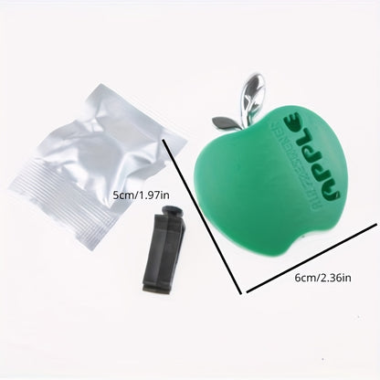 Apple-shaped car air freshener with aromatherapy perfume diffuser and vent clip fragrance dispenser. Includes balm/tablet/incense stick for portable auto scent enhancement.