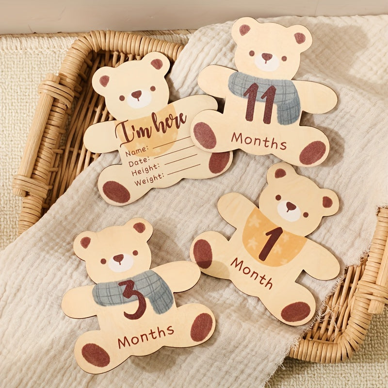 Capture special moments with the 1 Set First Year Milestone Teddy Bear Photo Props, perfect for birth announcements, birthday parties, Christmas and Halloween celebrations. Keep memories alive with this adorable keepsake.