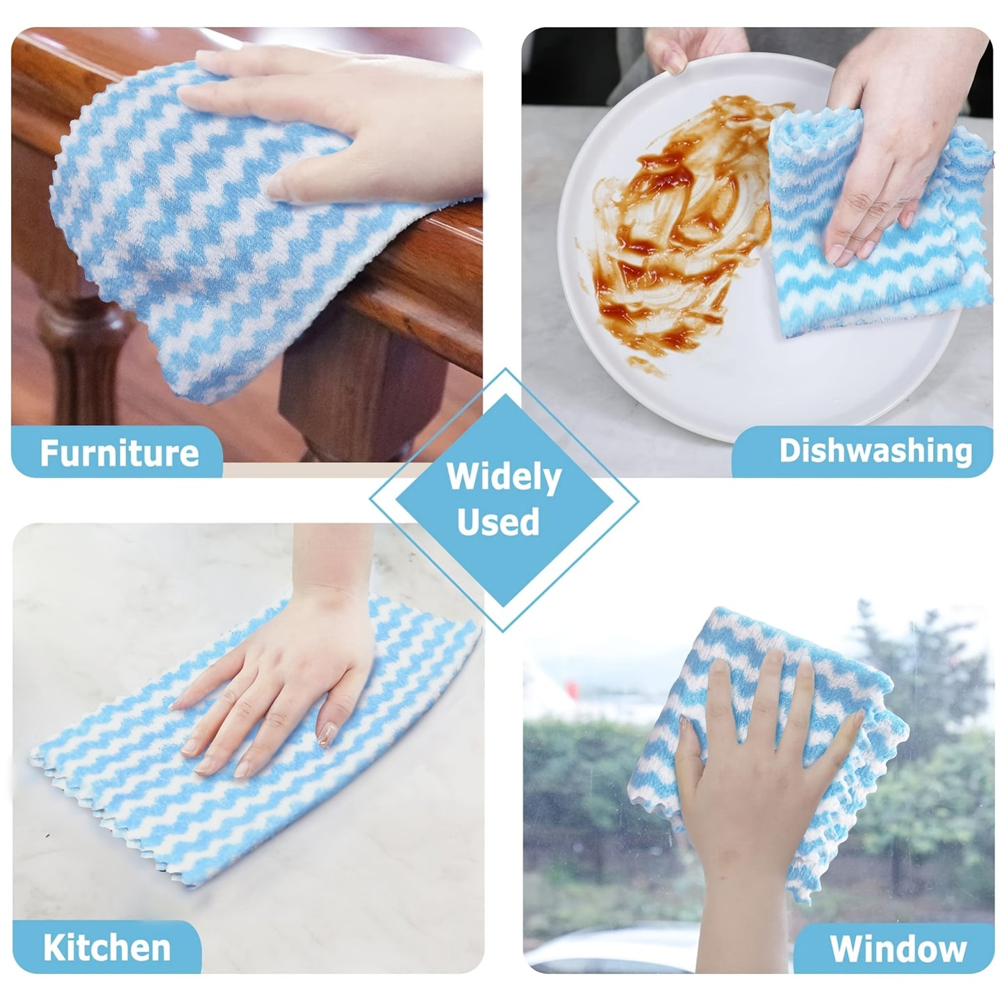 5/10pcs Thick Microfiber Double-sided Dish Cloths for Strong Stain Removal