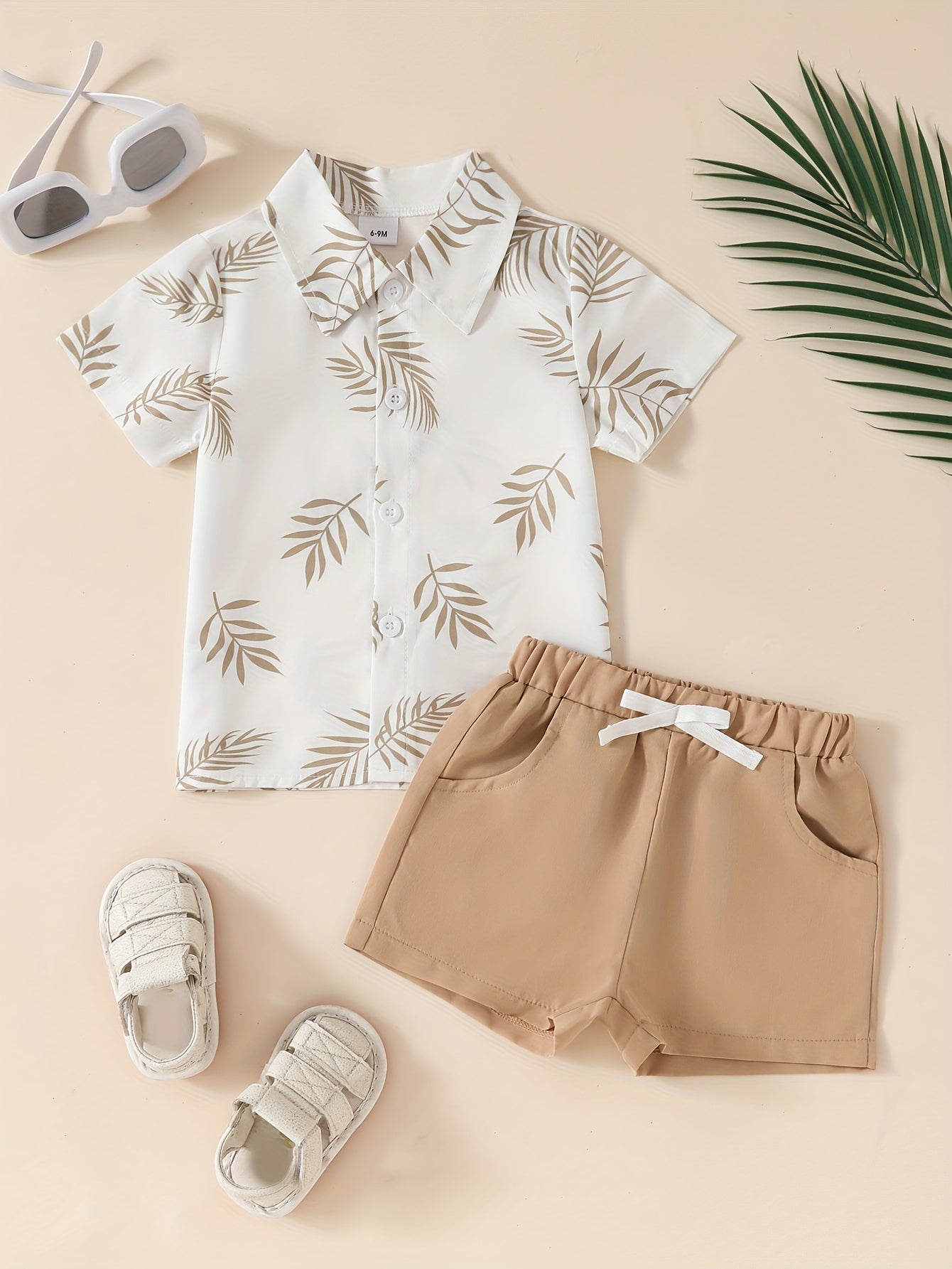 Baby boy beach resort wind shirt and shorts set