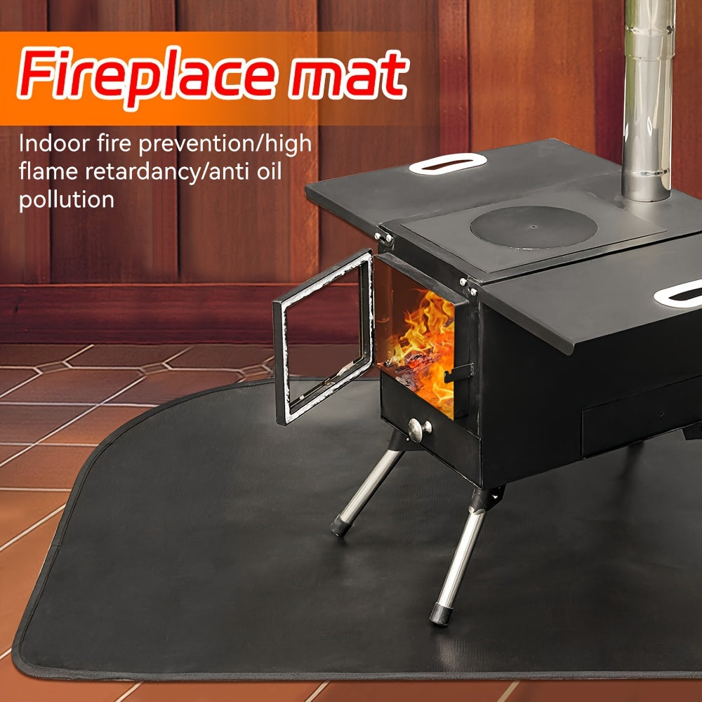 Fireproof and flame-retardant double-layer fiberglass floor mat designed for wood stoves, measuring 101.6x50.04cm. This durable mat is heat-resistant and high-temperature resistant, providing protection for your fireplace and stove top.