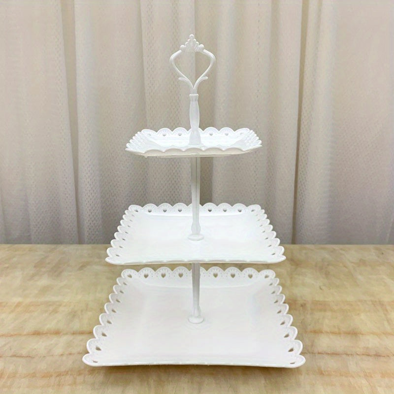 Elevate dessert presentations with this chic plastic display tray - ideal for weddings, birthdays, and summer tea parties.