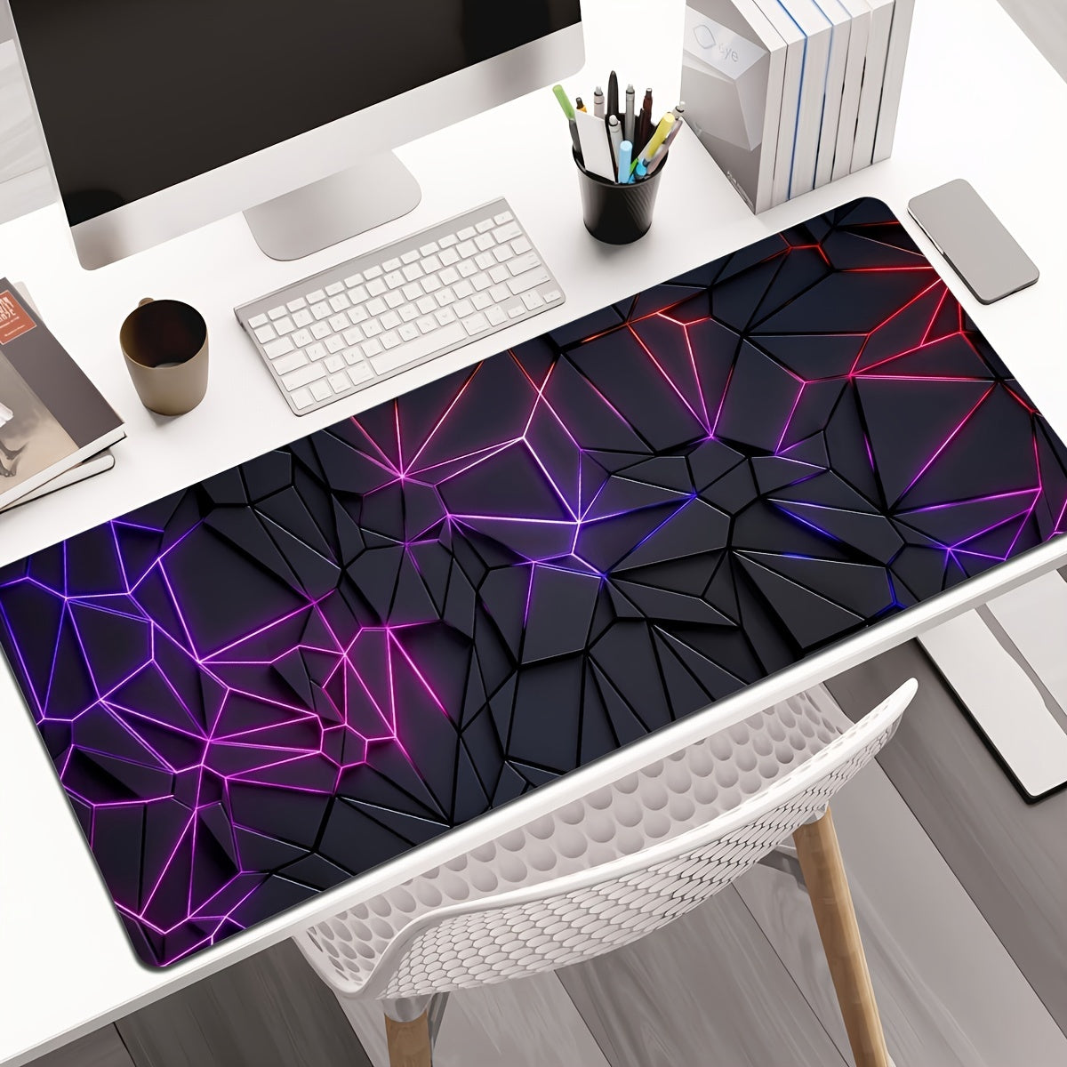 Durable, large, stylish geometric mouse pad for computers and laptops - waterproof, non-slip, perfect for gamers or office use.