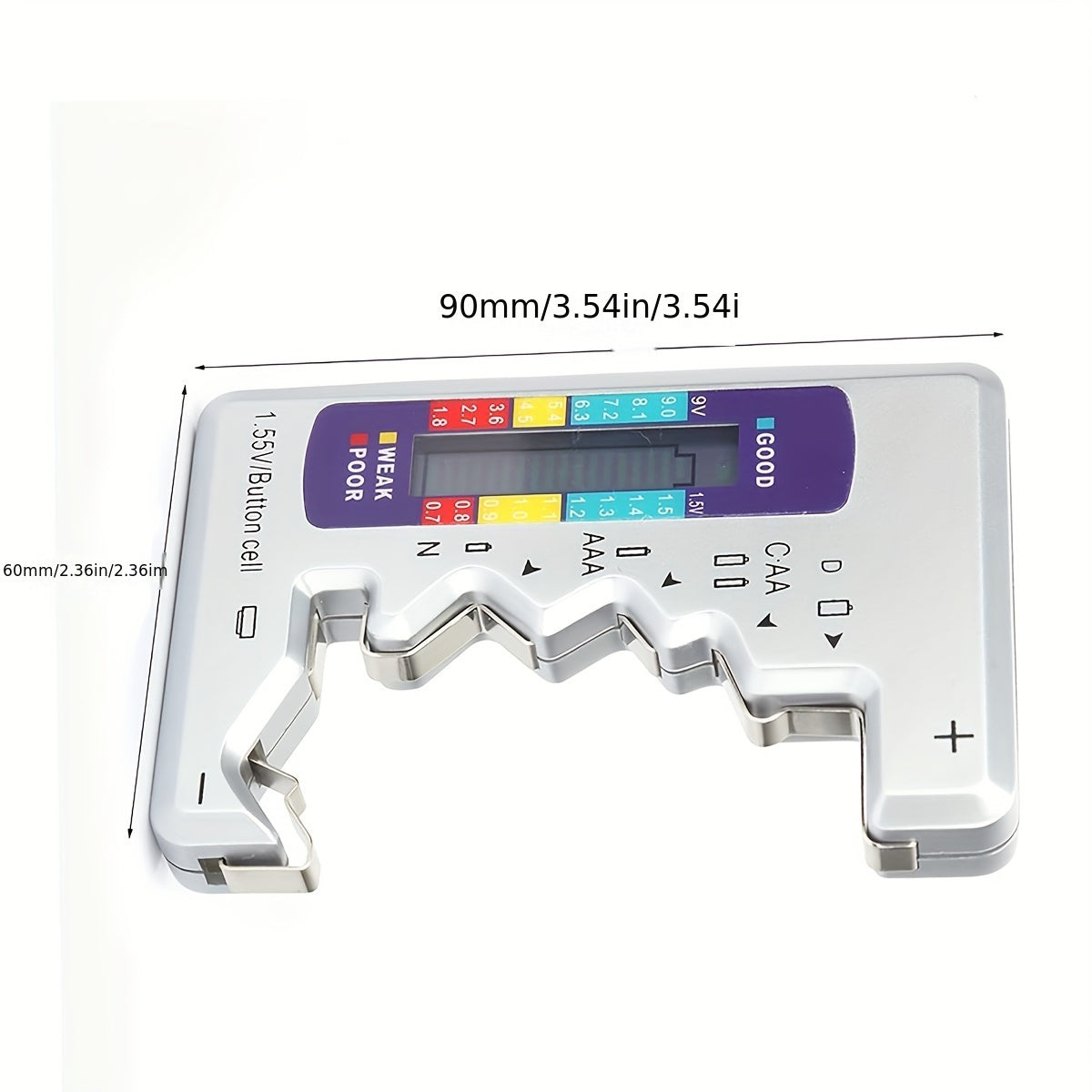 Digital battery tester for various battery types with LCD display for quick and easy checking.