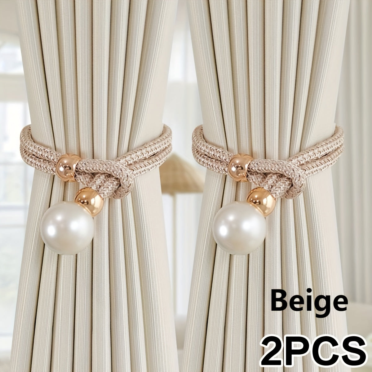 1 set of 2 pieces of pearl decorative curtain buckles, representing high-end luxury and adjustable style for your curtains. These elegant pearl curtain straps are perfect for enhancing the decoration of your curtains in any room, whether it be a bedroom