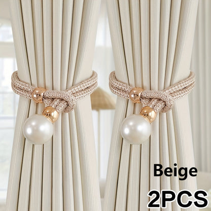 1 set of 2 pieces of pearl decorative curtain buckles, representing high-end luxury and adjustable style for your curtains. These elegant pearl curtain straps are perfect for enhancing the decoration of your curtains in any room, whether it be a bedroom