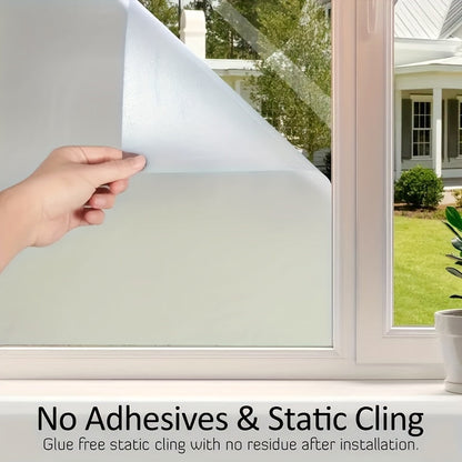 7mil Thick PVC Frosted Glass Window Film with Sun-Blocking, Electrostatic Adhesive, and Removable Privacy Sticker for Home and Office Decor.