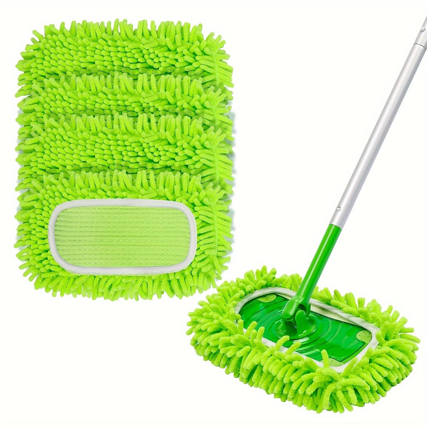 Set of 2 Reusable and Washable Microfiber Mop Pads, Fits Swiffer Sweeper, Highly Absorbent Knit Weave, Ideal for Living Room, Bedroom, Bathroom, and Kitchen - Suitable for Dry and Wet Cleaning