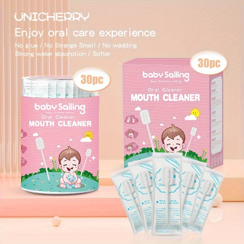 30 Pack of UNICHERRY Disposable Tongue Cleaners - Soft Oral Care Toothbrushes for Adults & Children, White