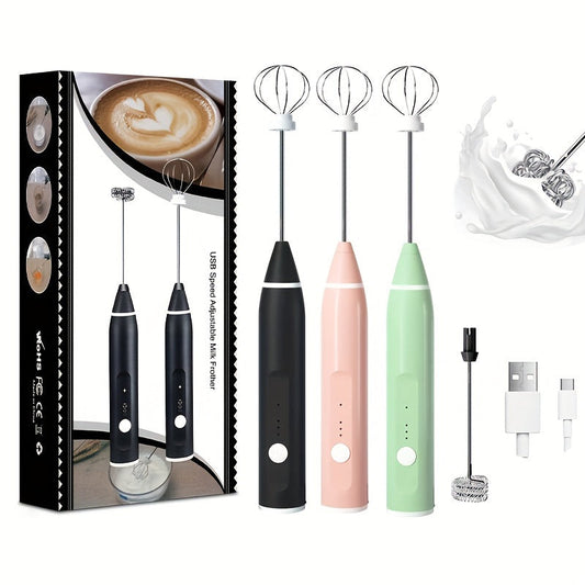 Portable Electric Milk Frother with USB Rechargeable Handheld Egg Beater and Coffee Blender, Milk Shaker Mixer with Foamer for Food Blending.