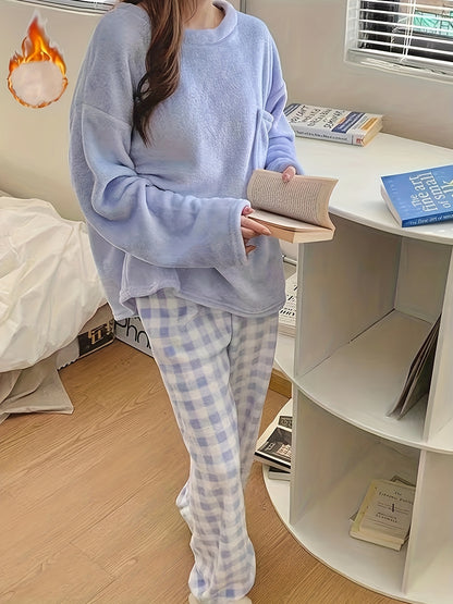 Velvet Plaid Pajama Set for Cozy Winter Nights.