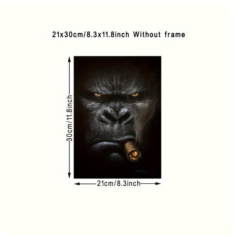 1pc Frameless Gorilla Smoking Canvas Wall Painting for Home Decor, No Frame