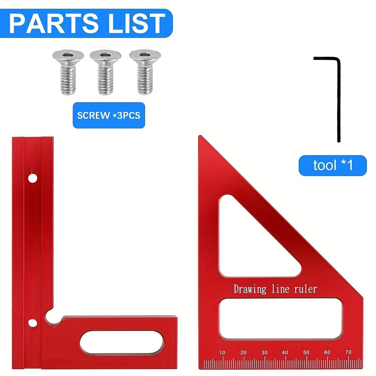 Aluminum Alloy 3D Multi-Angle Measuring Ruler for Engineers and Carpenters, Painted Finish, Assembly Required